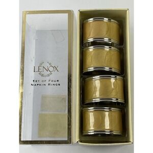 Lenox  Laurel Leaf Napkin Ring‎ Holders Ivory Set Of 4